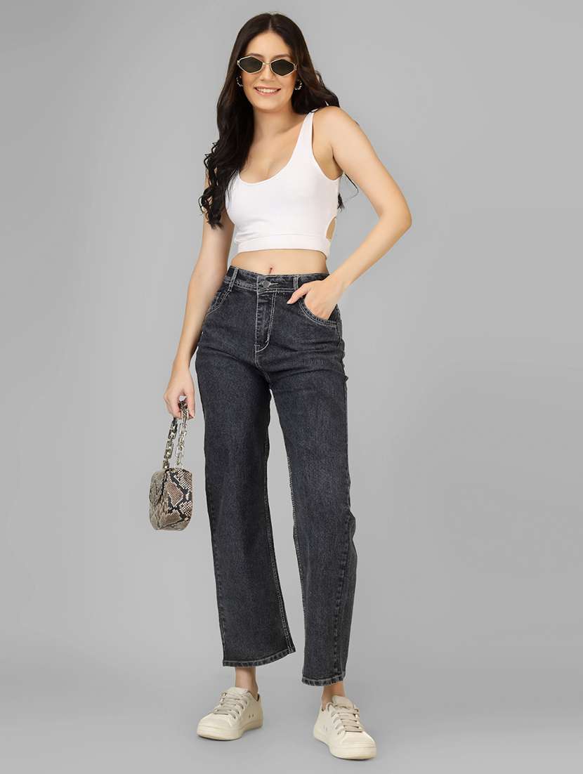 women solid mid rise straight fit jean - 22182849 -  Standard Image - 4