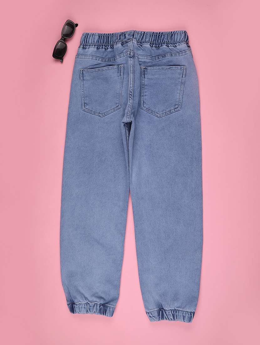 boys solid mid rise denim jogger - 22182873 -  Standard Image - 1