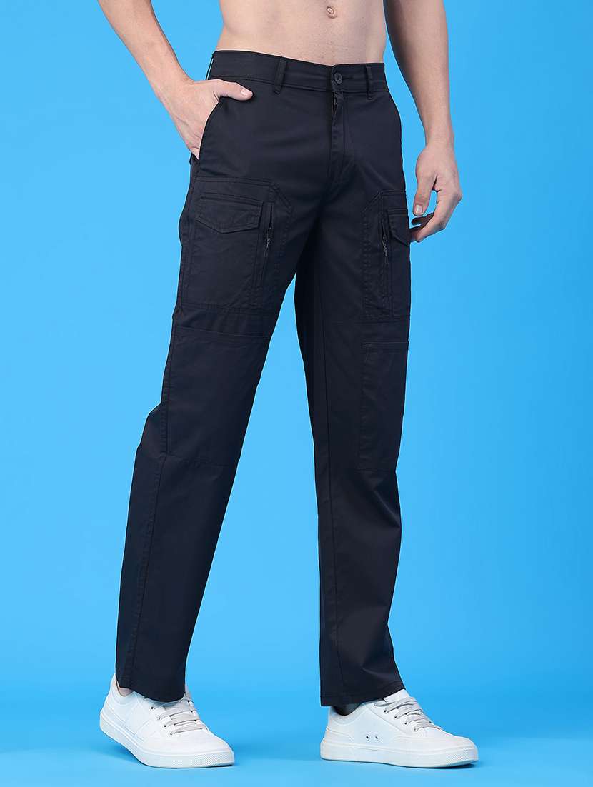 men solid mid rise cargo - 22182876 -  Standard Image - 1