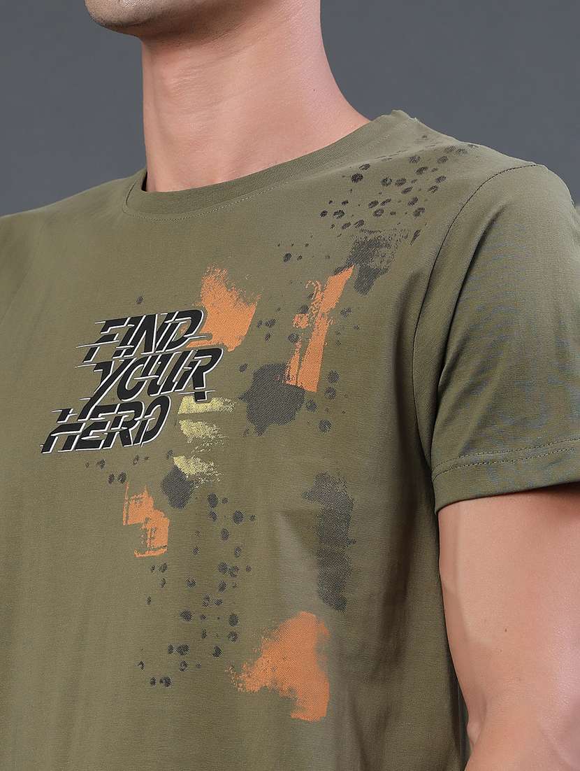 men printed round neck regular t-shirt - 22182900 -  Standard Image - 1