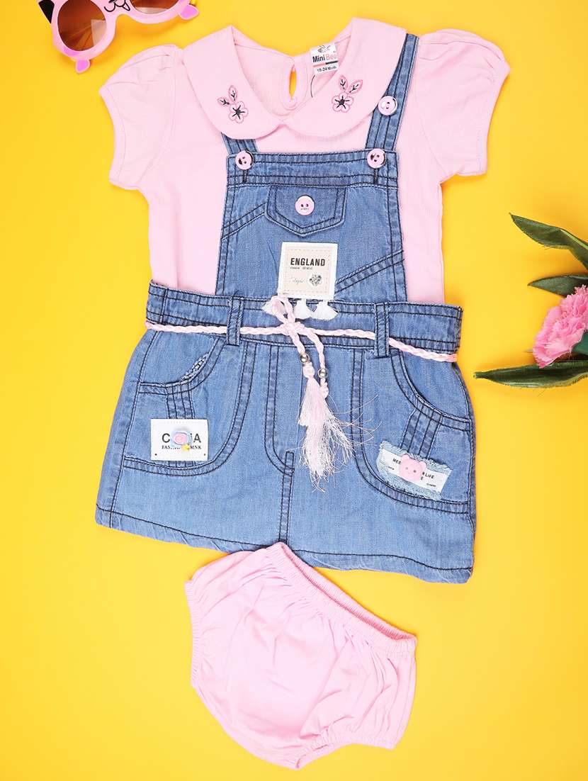 pink cotton combo infant twin set - 22182904 -  Standard Image - 1