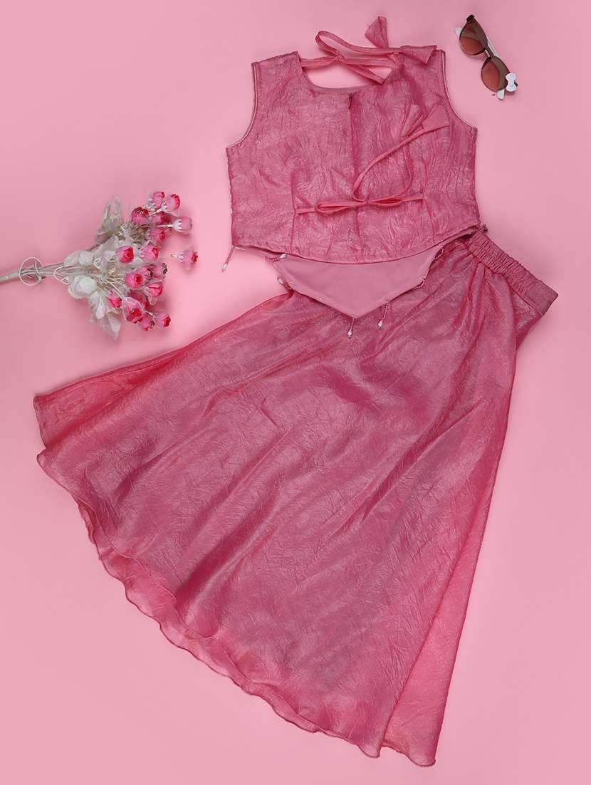 girls embroidered sleeveless ethnic co-ord set - 22182910 -  Standard Image - 1