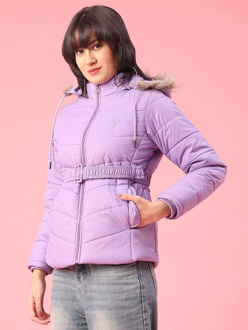 women solid long sleeve puffer jacket - 22182928 -  Standard Image - 1