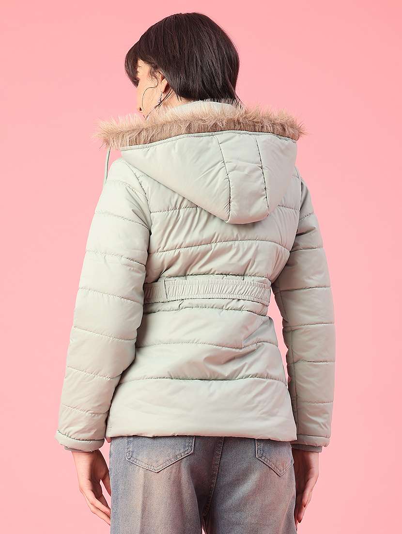 women solid long sleeve puffer jacket - 22182930 -  Standard Image - 4