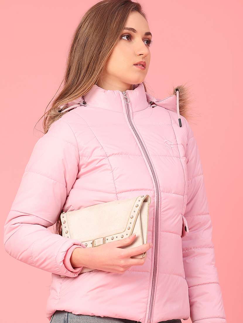 women solid long sleeve hooded puffer jacket - 22182934 -  Standard Image - 1