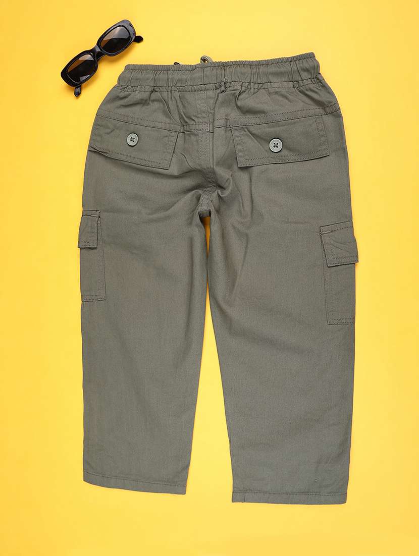 boys solid mid rise cargo - 22182940 -  Standard Image - 1
