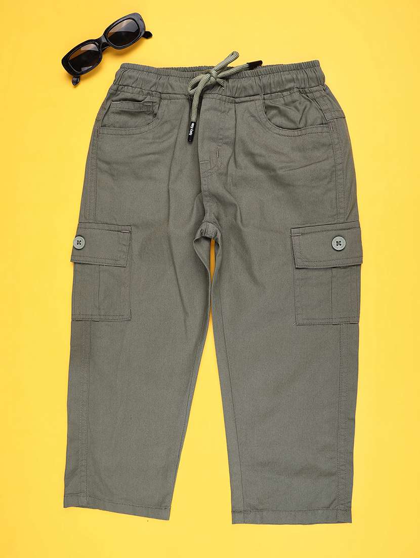Boys Solid Mid Rise Cargo - 22182940 -  Standard Image - 1