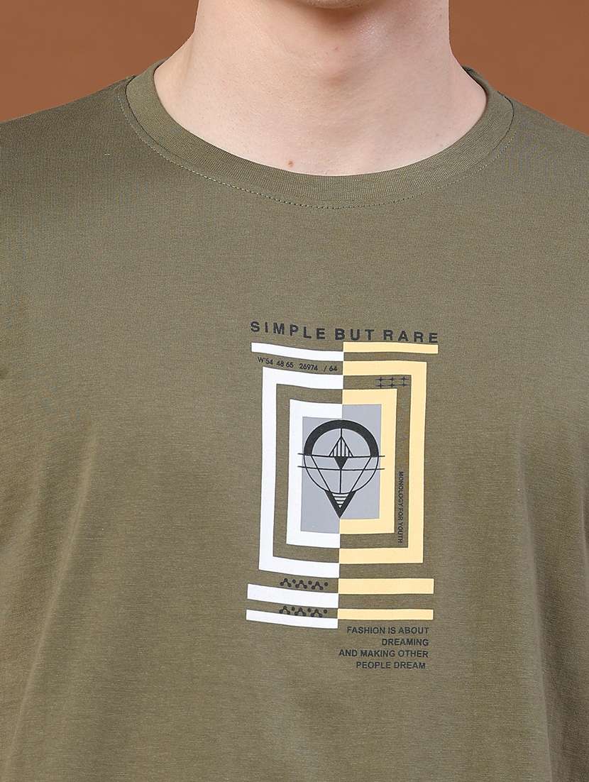 men printed round neck regular t-shirt - 22182944 -  Standard Image - 1