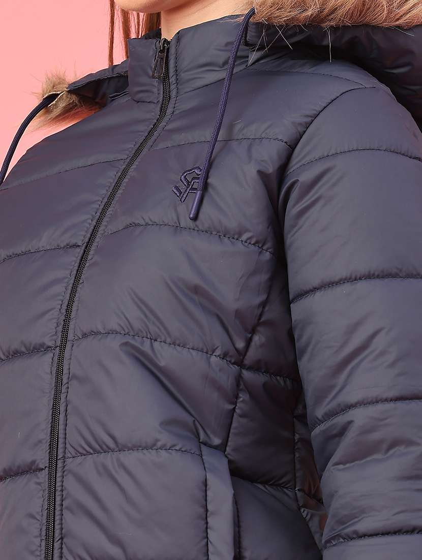 women solid long sleeve hooded puffer jacket - 22182953 -  Standard Image - 4