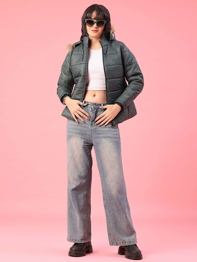 women solid long sleeve puffer jacket - 22182955 -  Standard Image - 4