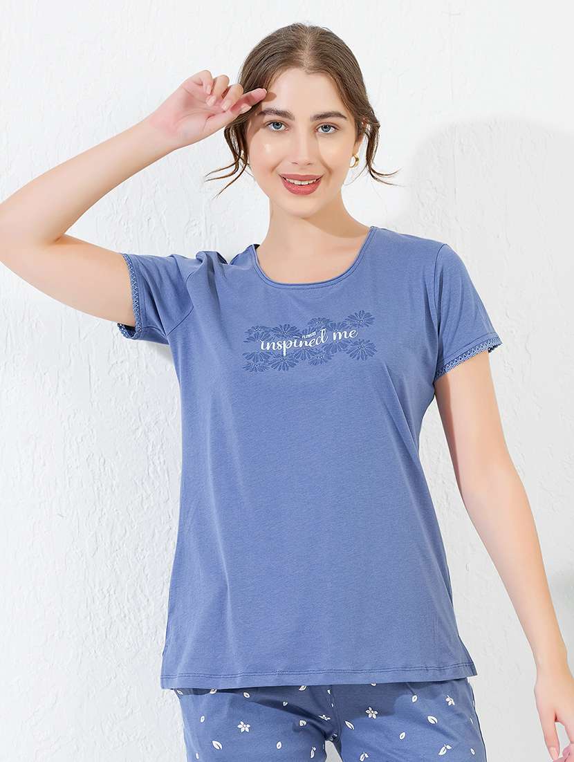 women printed nightwear capri set - 22183075 -  Standard Image - 4