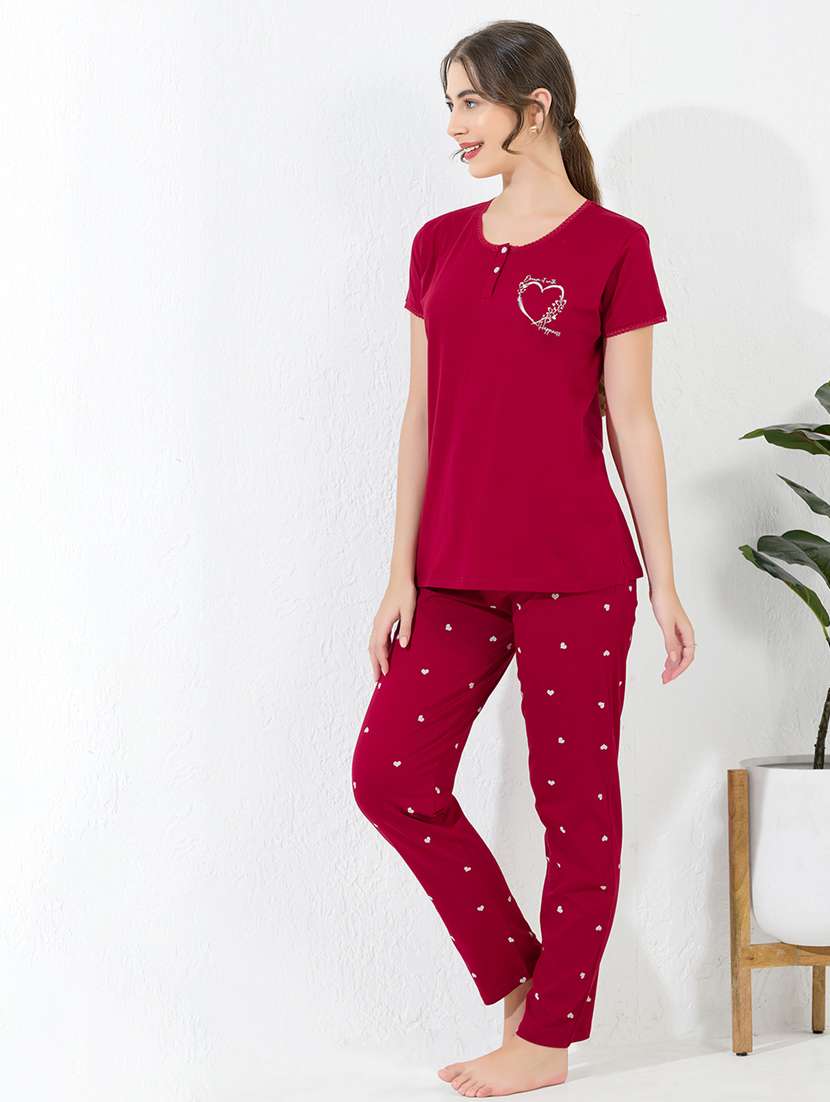 women printed nightwear pyjama set - 22183077 -  Standard Image - 1