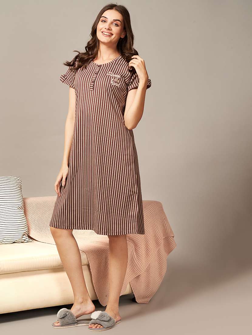 women striped short sleeve sleepshirt - 22183078 -  Standard Image - 1