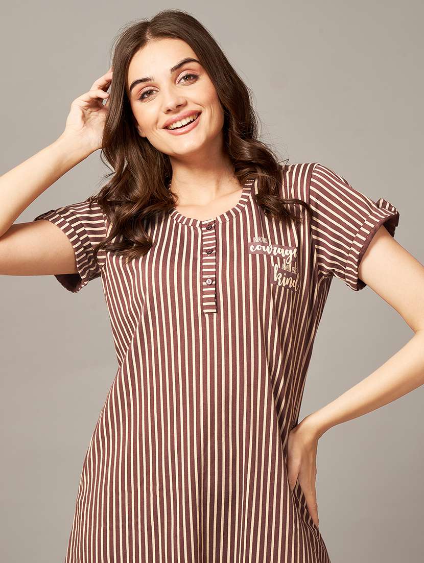 women striped short sleeve sleepshirt - 22183078 -  Standard Image - 4