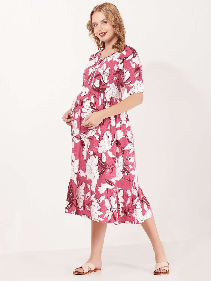 women printed short sleeve maternity wear dress - 22183081 -  Standard Image - 1