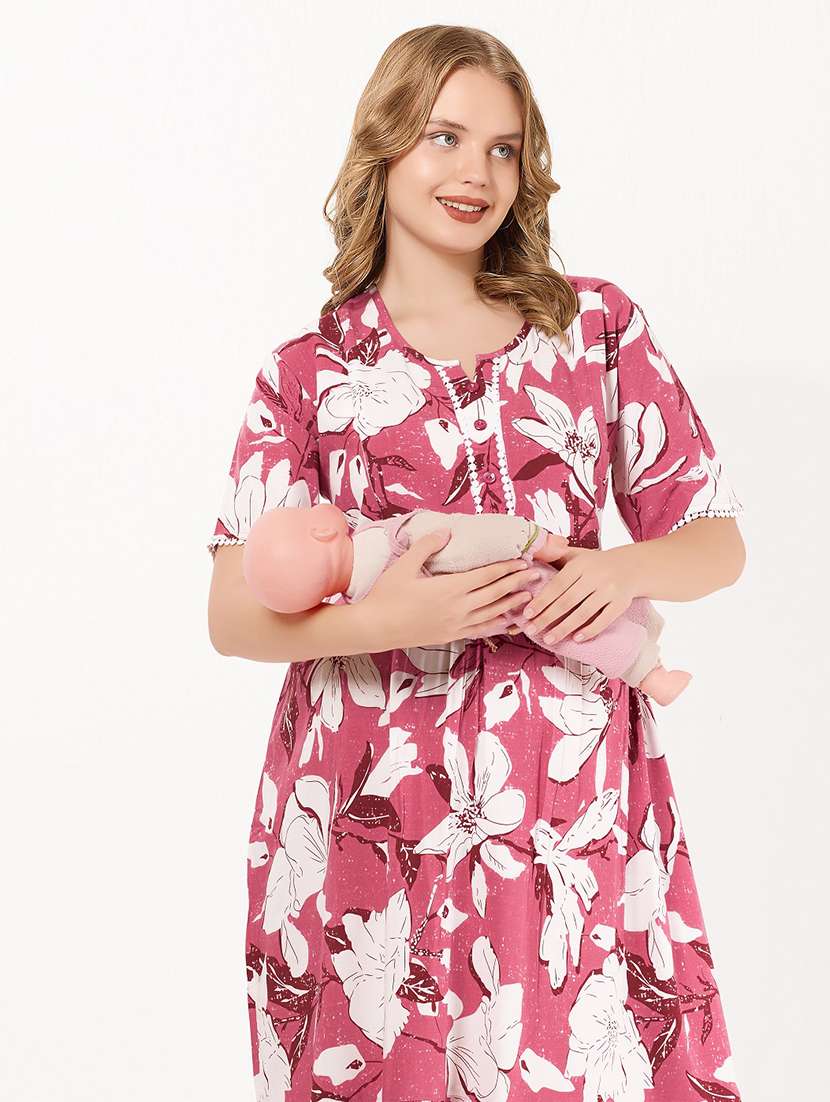 women printed short sleeve maternity wear dress - 22183081 -  Standard Image - 4