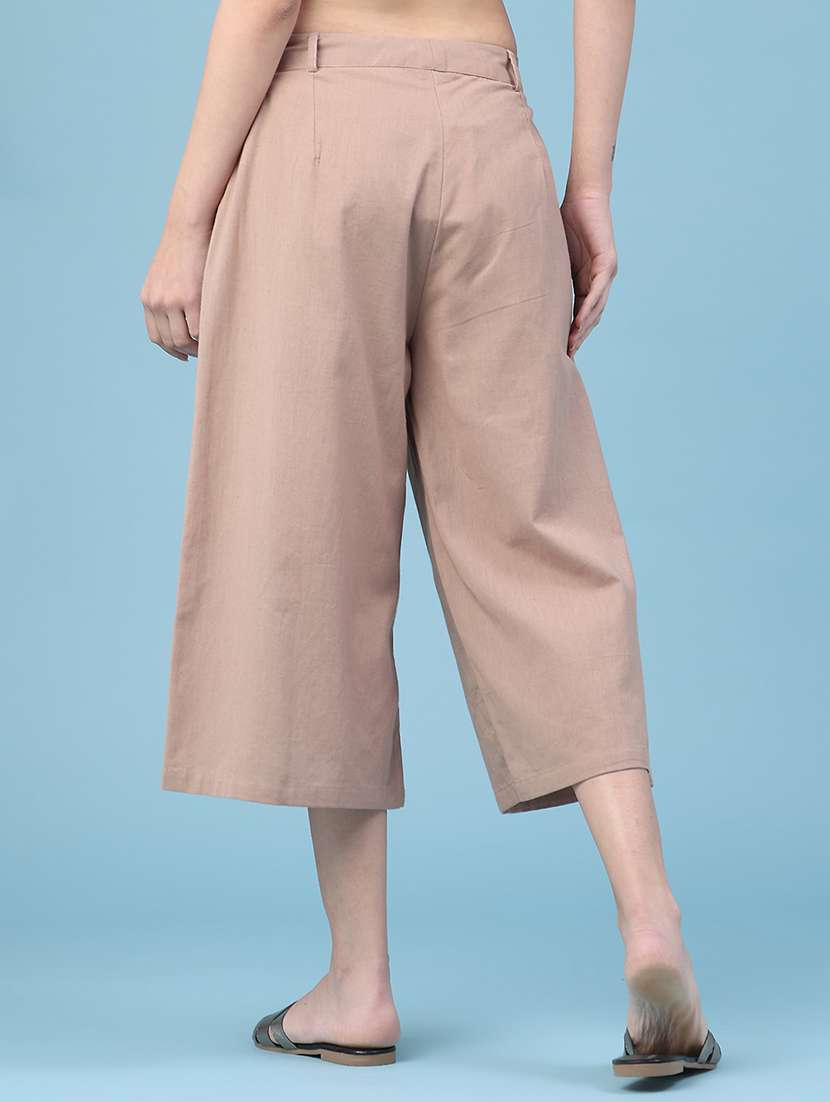 women solid mid rise culottes - 22183144 -  Standard Image - 4