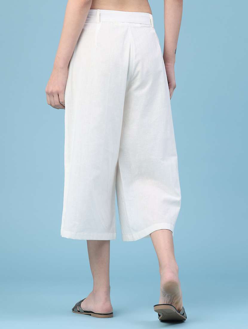 women solid mid rise culottes - 22183145 -  Standard Image - 4