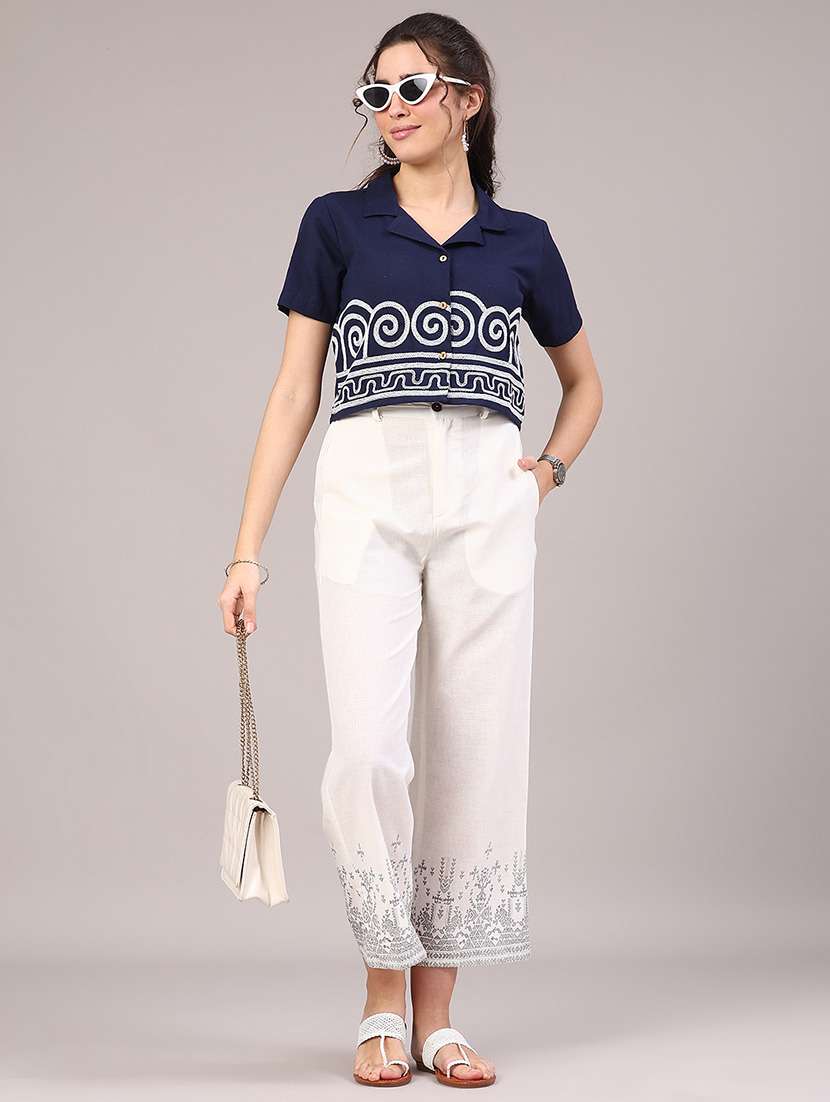 women printed high rise straight trouser - 22183146 -  Standard Image - 4