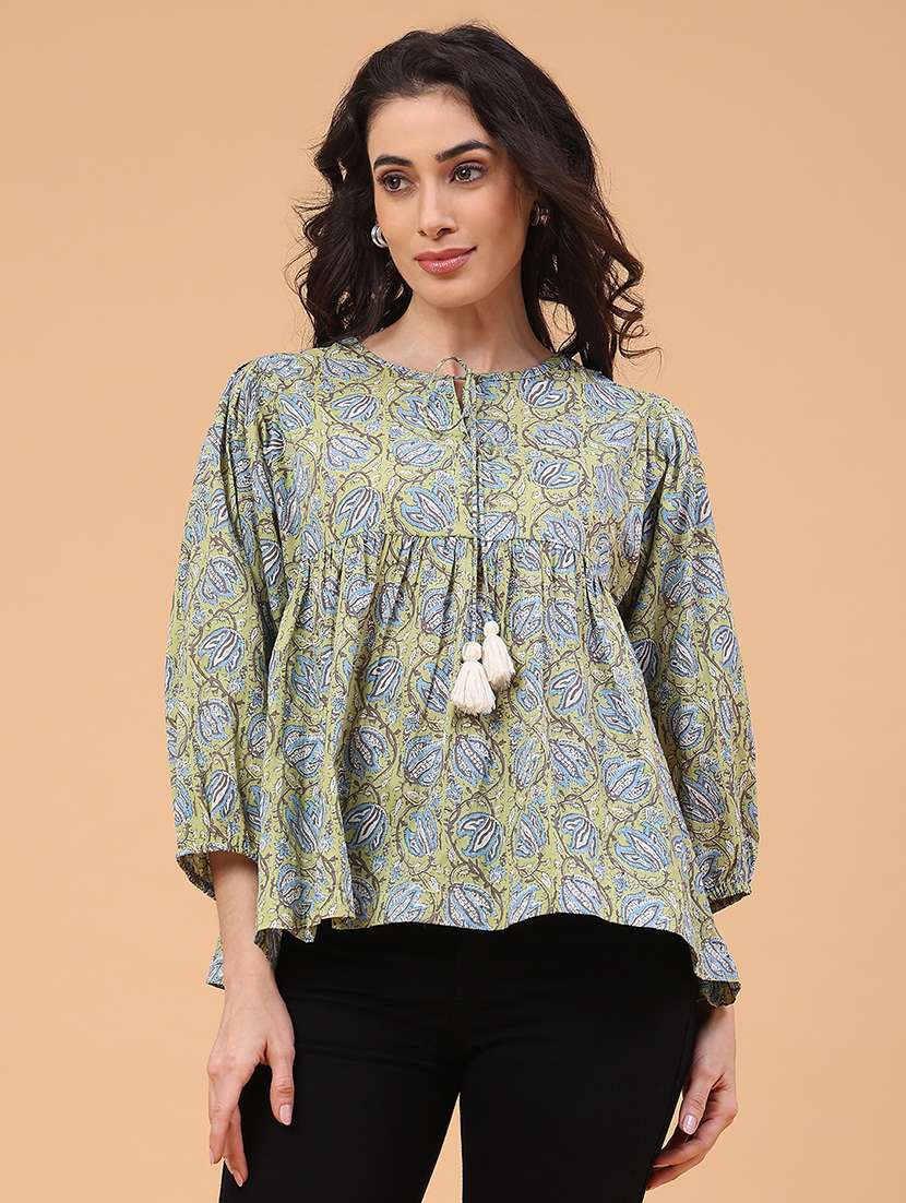 women floral three quarter sleeve flared tunic - 22183152 -  Standard Image - 1