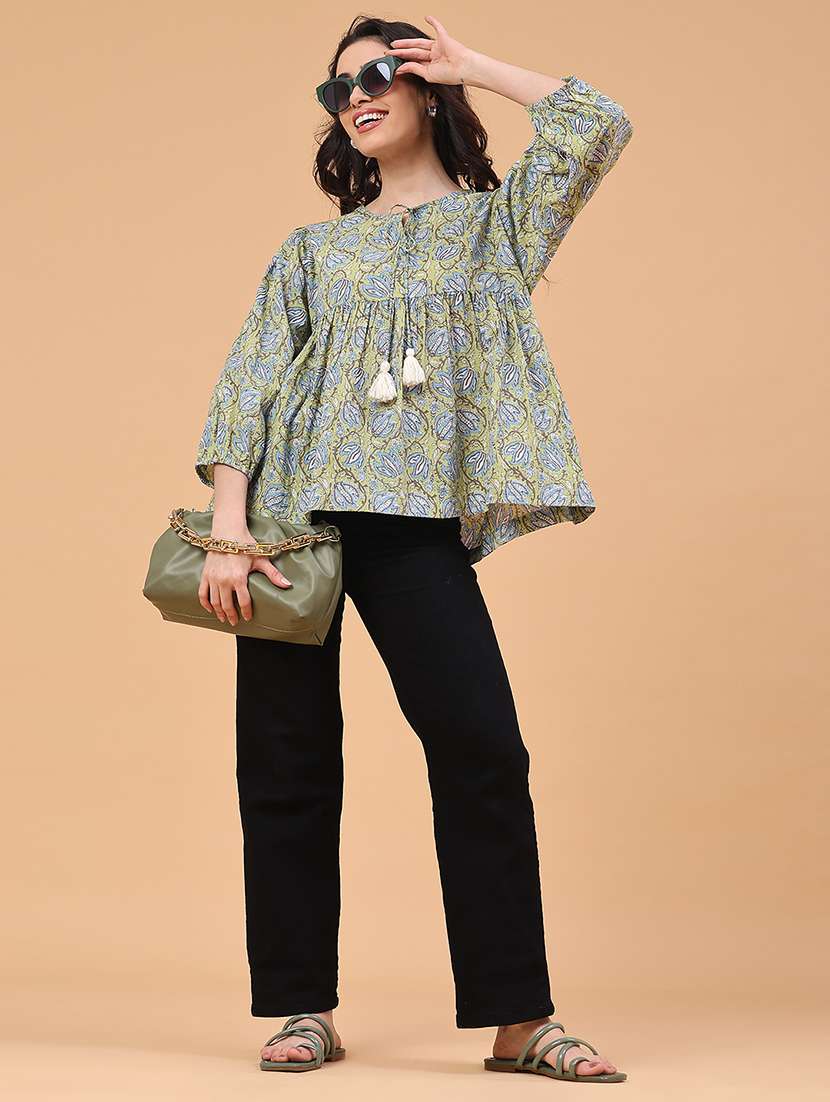 women floral three quarter sleeve flared tunic - 22183152 -  Standard Image - 4