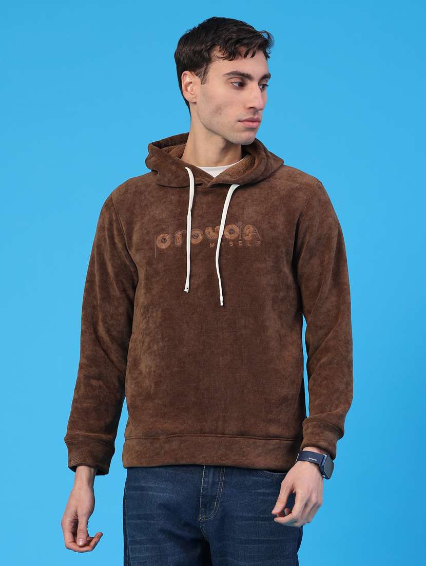 men solid long sleeve hooded sweatshirt - 22183163 -  Standard Image - 1