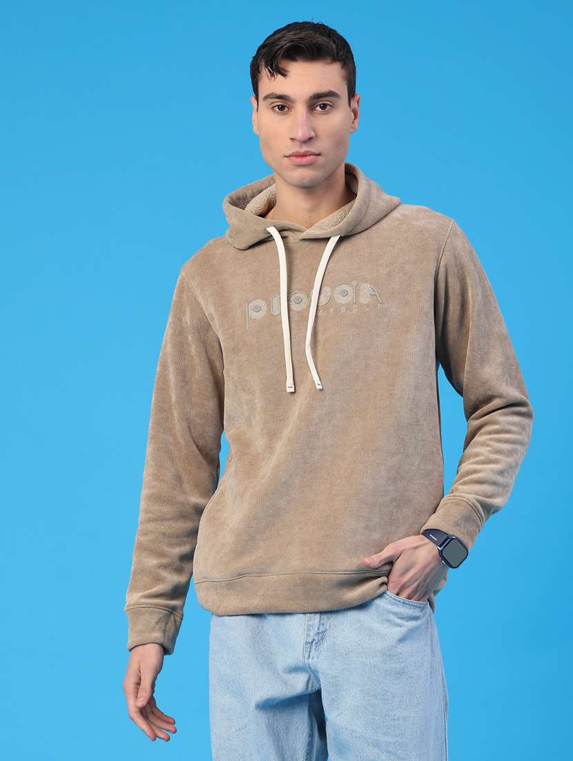 men solid long sleeve hooded sweatshirt - 22183166 -  Standard Image - 1