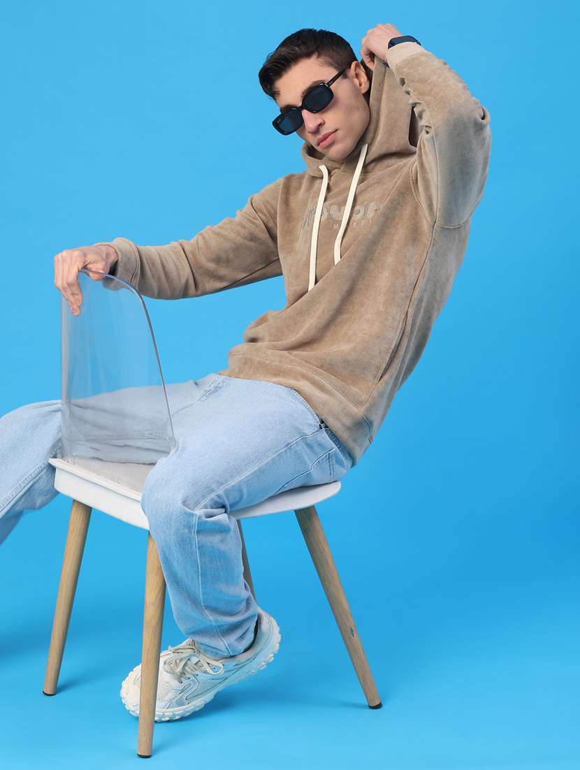 men solid long sleeve hooded sweatshirt - 22183166 -  Standard Image - 4