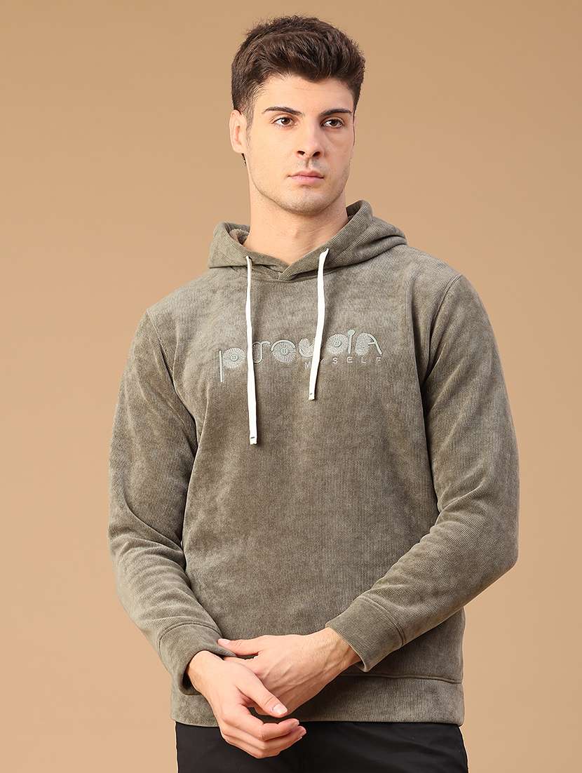 men solid long sleeve hooded sweatshirt - 22183167 -  Standard Image - 1
