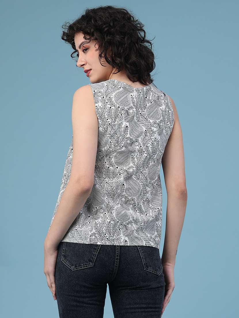 women printed v neck top - 22183237 -  Standard Image - 4