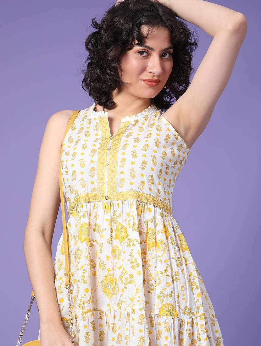 women floral sleeveless tiered ethnic dress - 22183239 -  Standard Image - 1