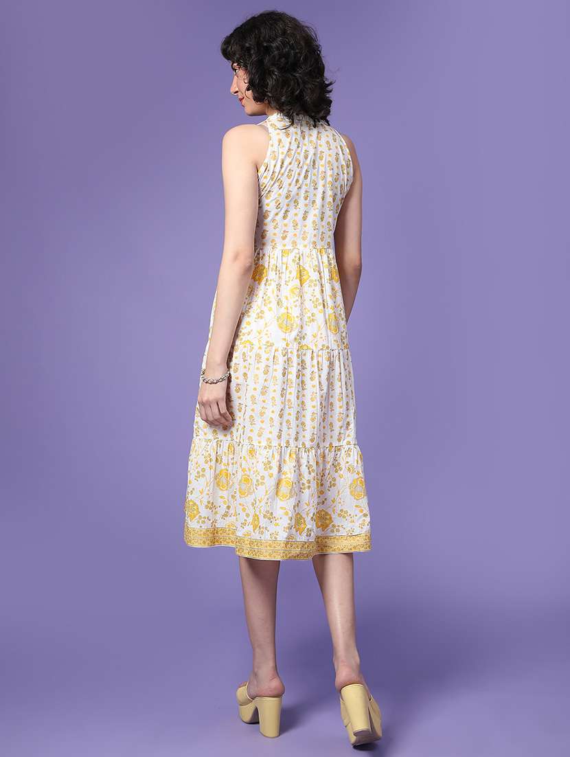 women floral sleeveless tiered ethnic dress - 22183239 -  Standard Image - 4