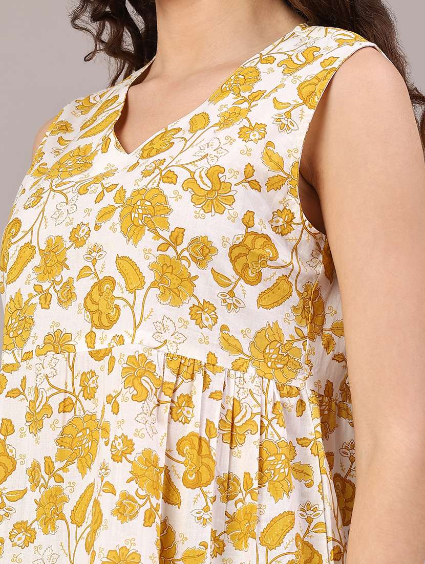 women floral sleeveless tiered ethnic dress - 22183240 -  Standard Image - 1