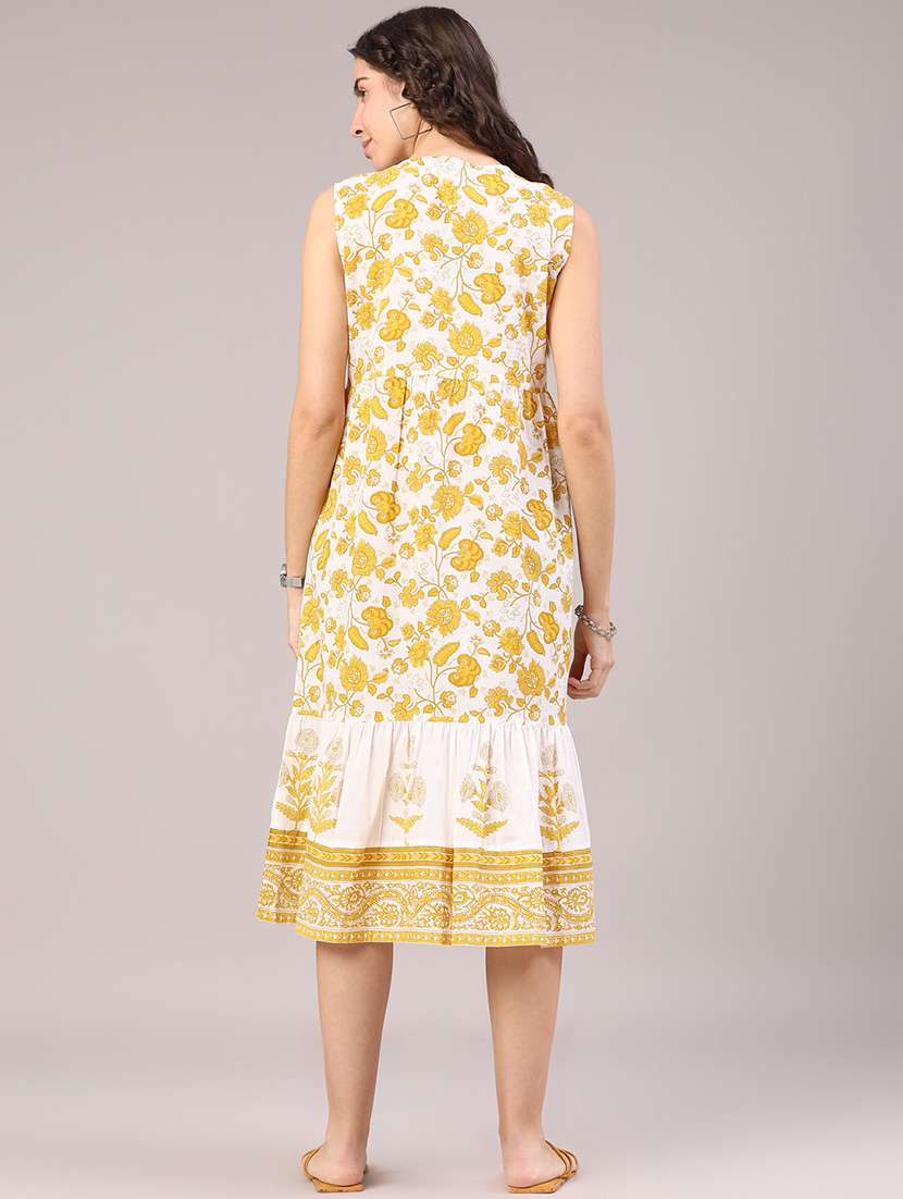 women floral sleeveless tiered ethnic dress - 22183240 -  Standard Image - 4