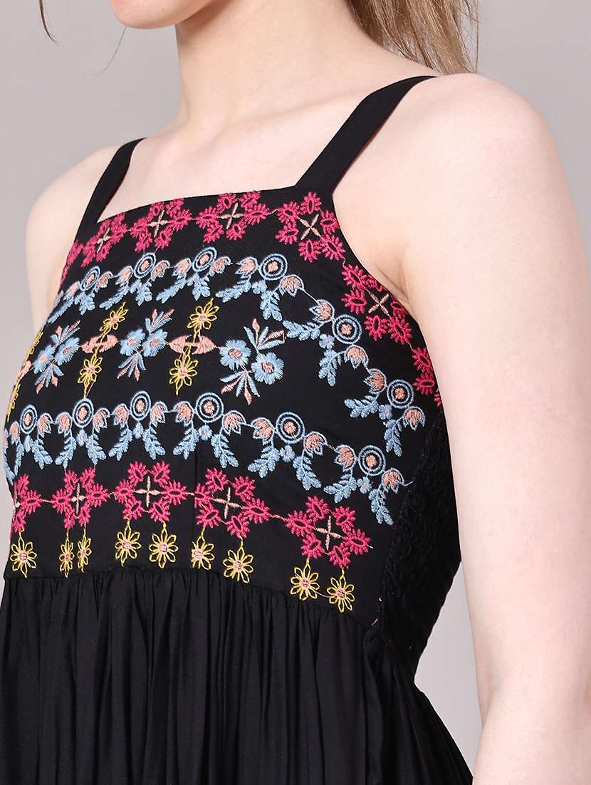 women black rayon tiered dress dress - 22183241 -  Standard Image - 1