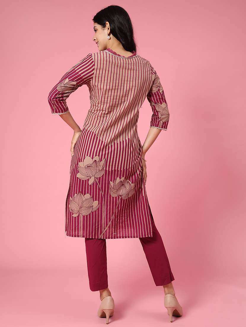 maroon cotton coord set - 22183275 -  Standard Image - 4