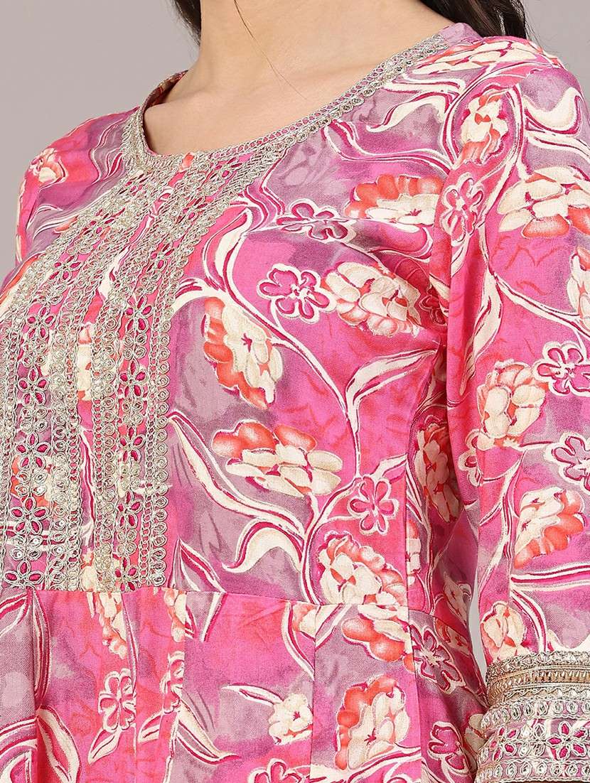 pink rayon flared kurti - 22183277 -  Standard Image - 1