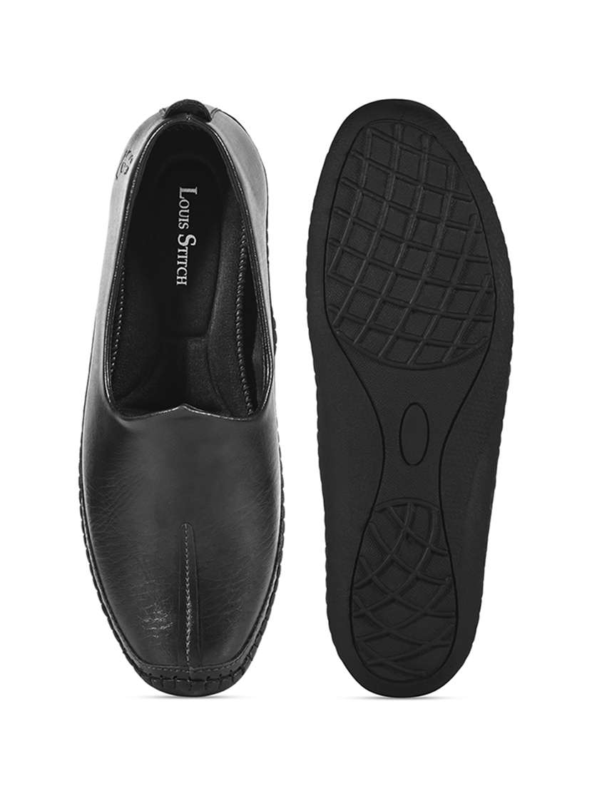 men black slip on mojari - 22183283 -  Standard Image - 4