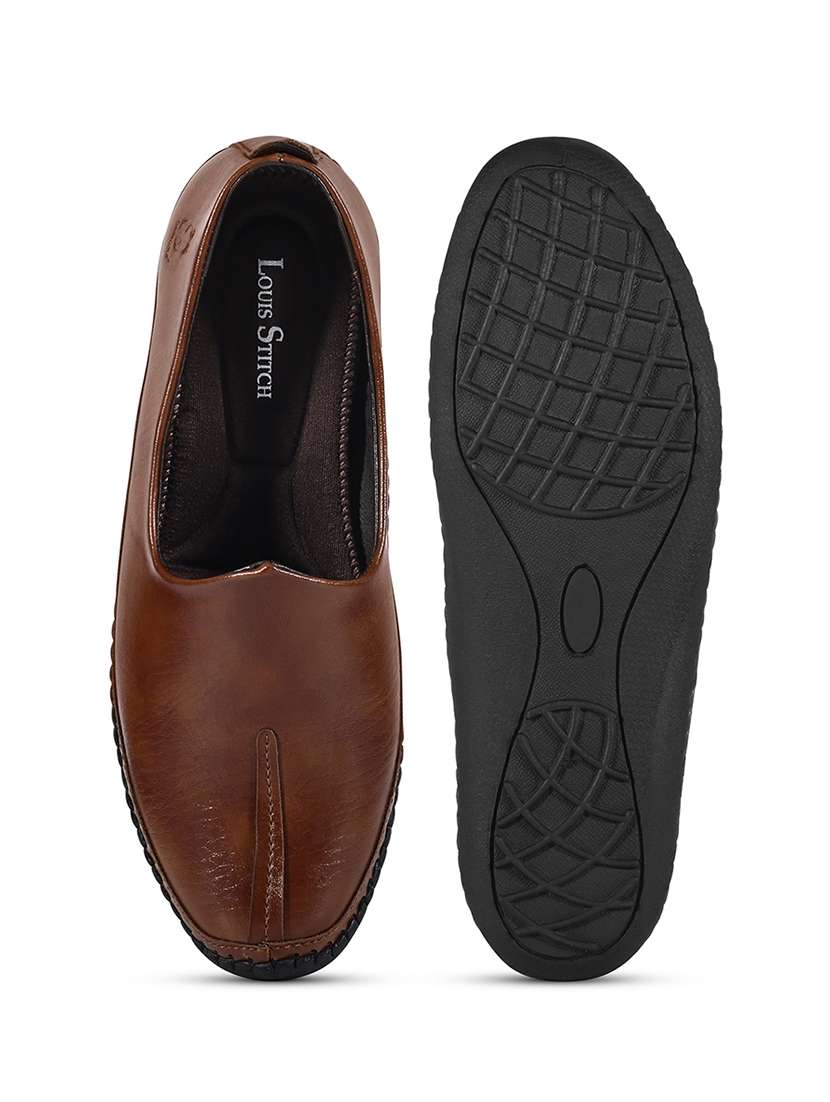men tan slip on mojari - 22183284 -  Standard Image - 4