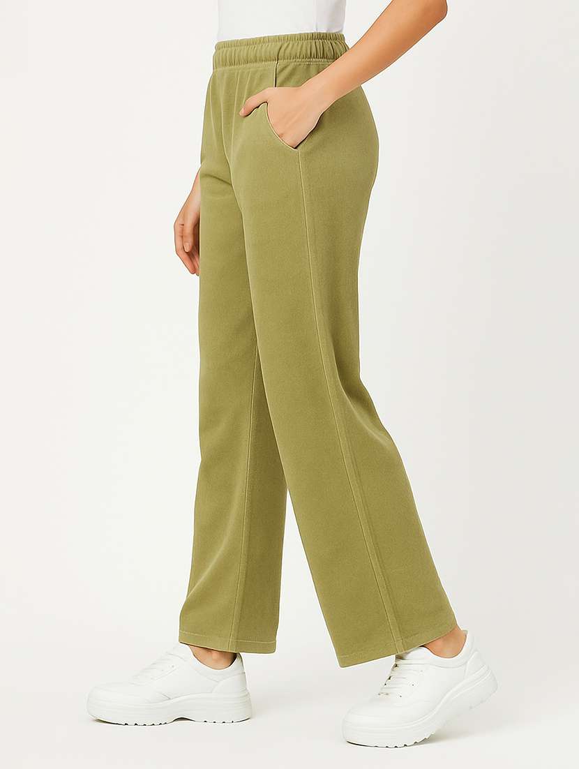 women solid high rise wide leg track pant - 22183289 -  Standard Image - 1