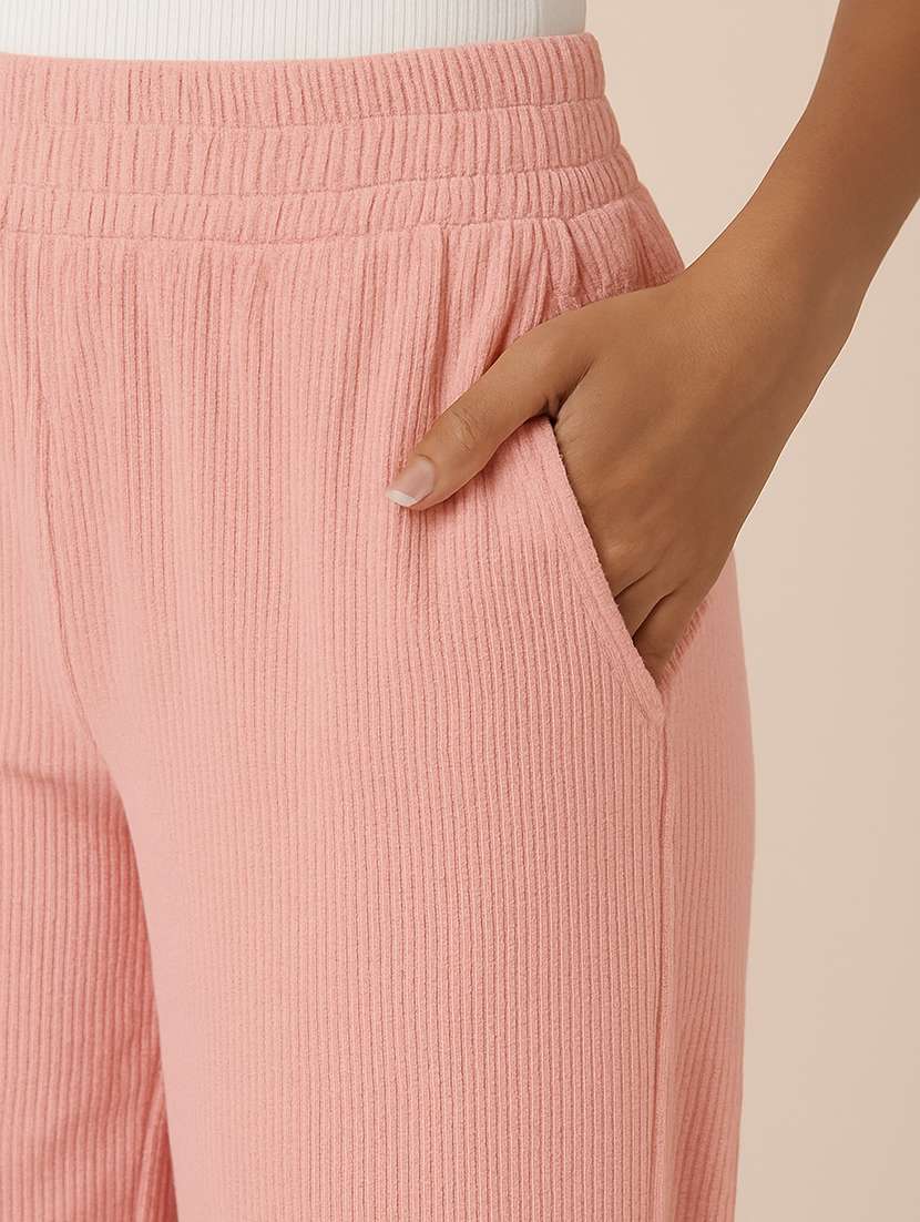 women solid high rise wide leg track pant - 22183291 -  Standard Image - 4