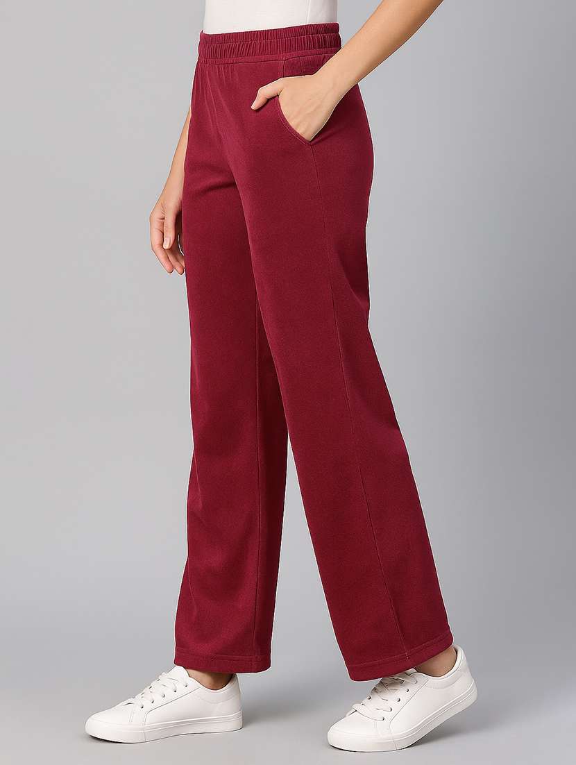 women solid high rise wide leg track pant - 22183292 -  Standard Image - 1