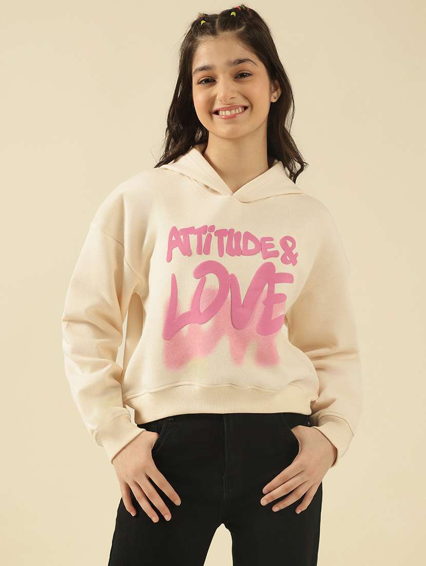 girls printed long sleeve hooded sweatshirt - 22183349 -  Standard Image - 1