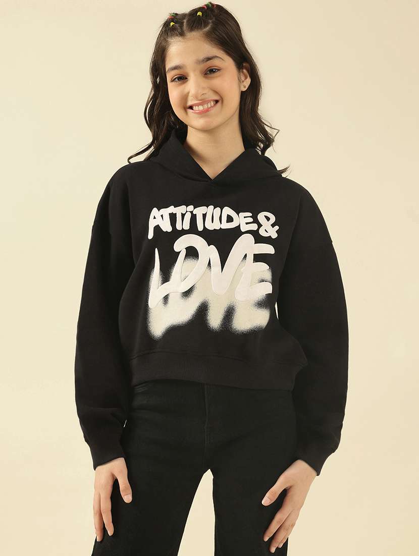 girls printed long sleeve hooded sweatshirt - 22183350 -  Standard Image - 1