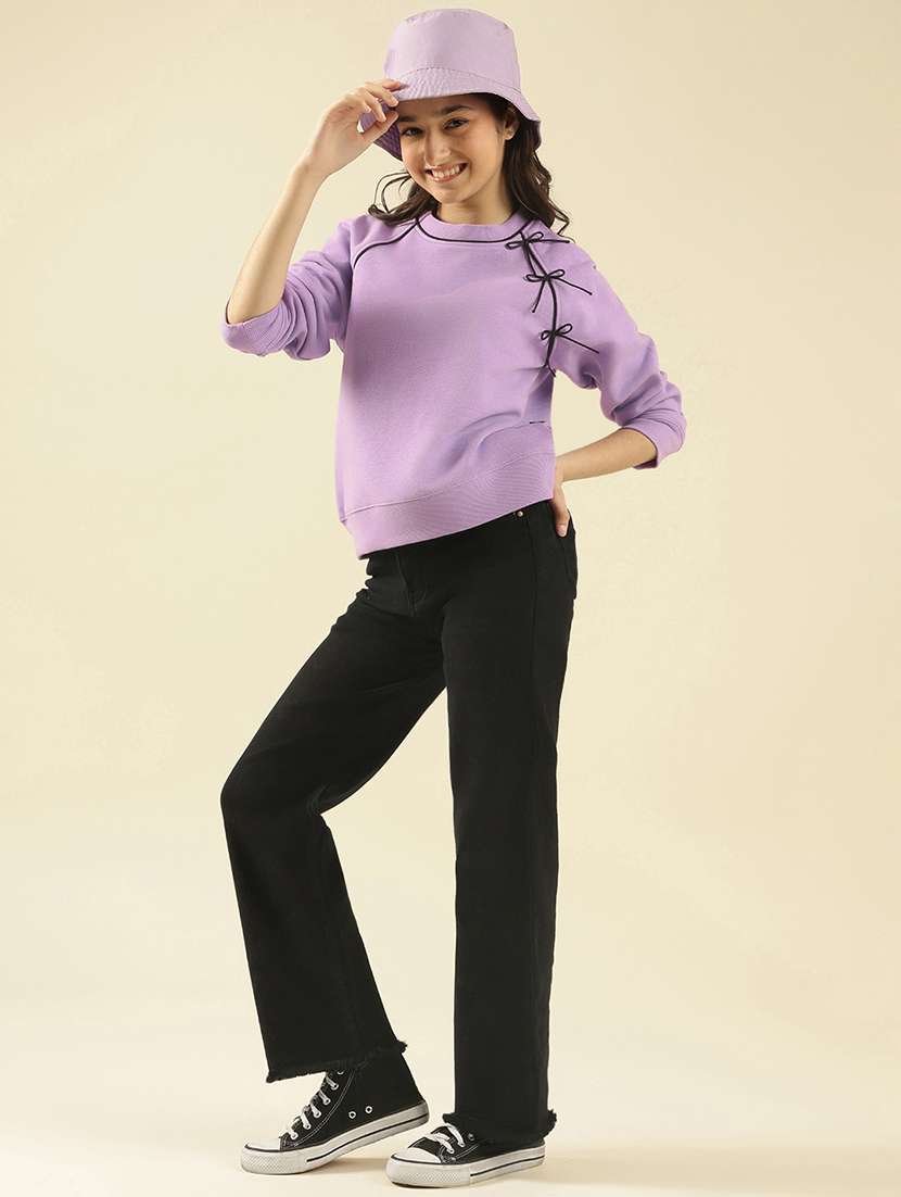 girls solid long sleeve sweatshirt - 22183352 -  Standard Image - 4