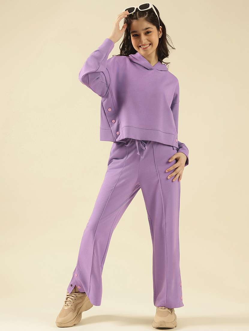 girls solid active wear co-ord set - 22183368 -  Standard Image - 1