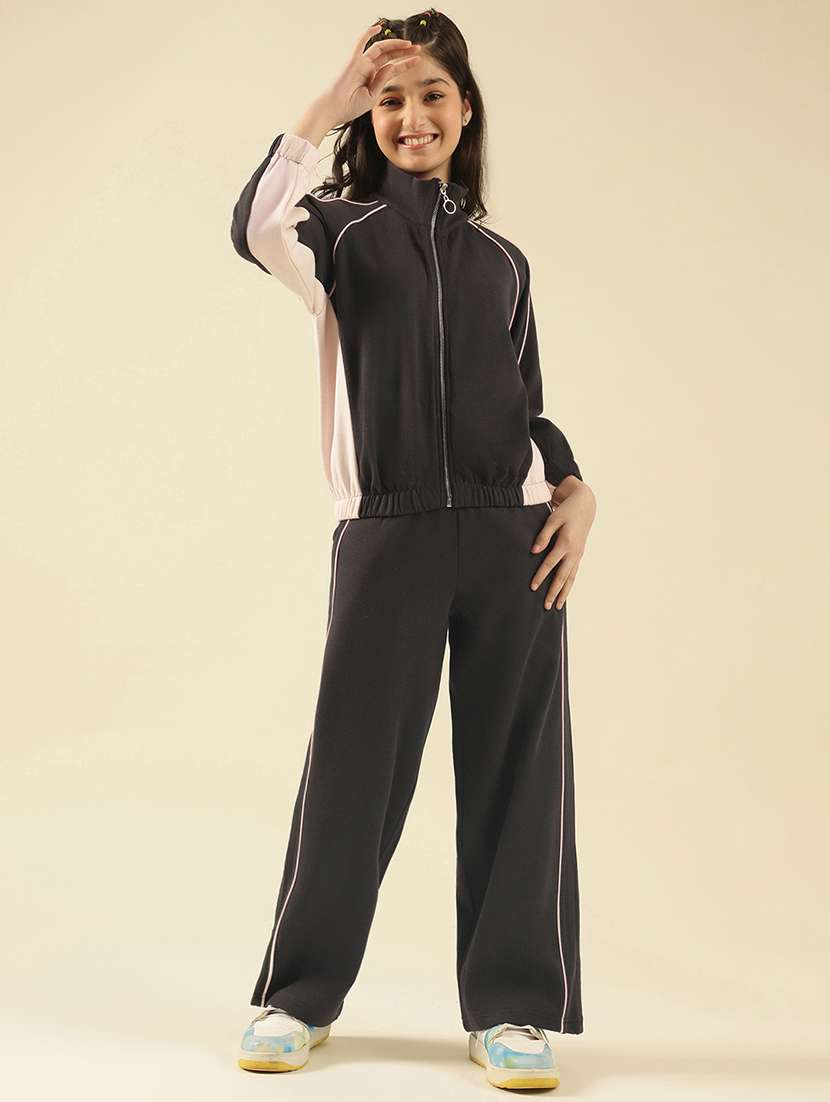 girls solid active wear co-ord set - 22183371 -  Standard Image - 1