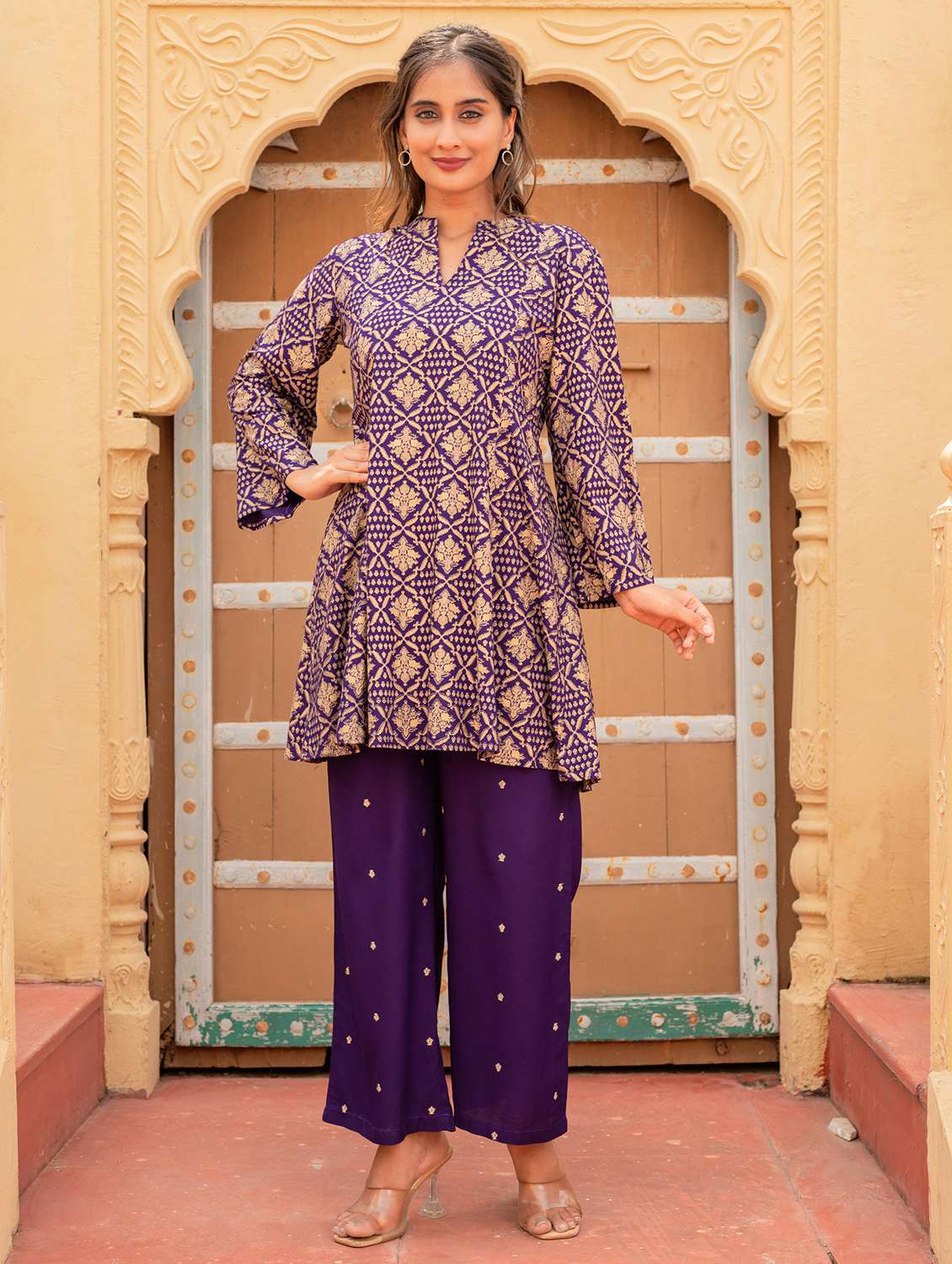 women printed long sleeve kurta pant set - 22183386 -  Standard Image - 1