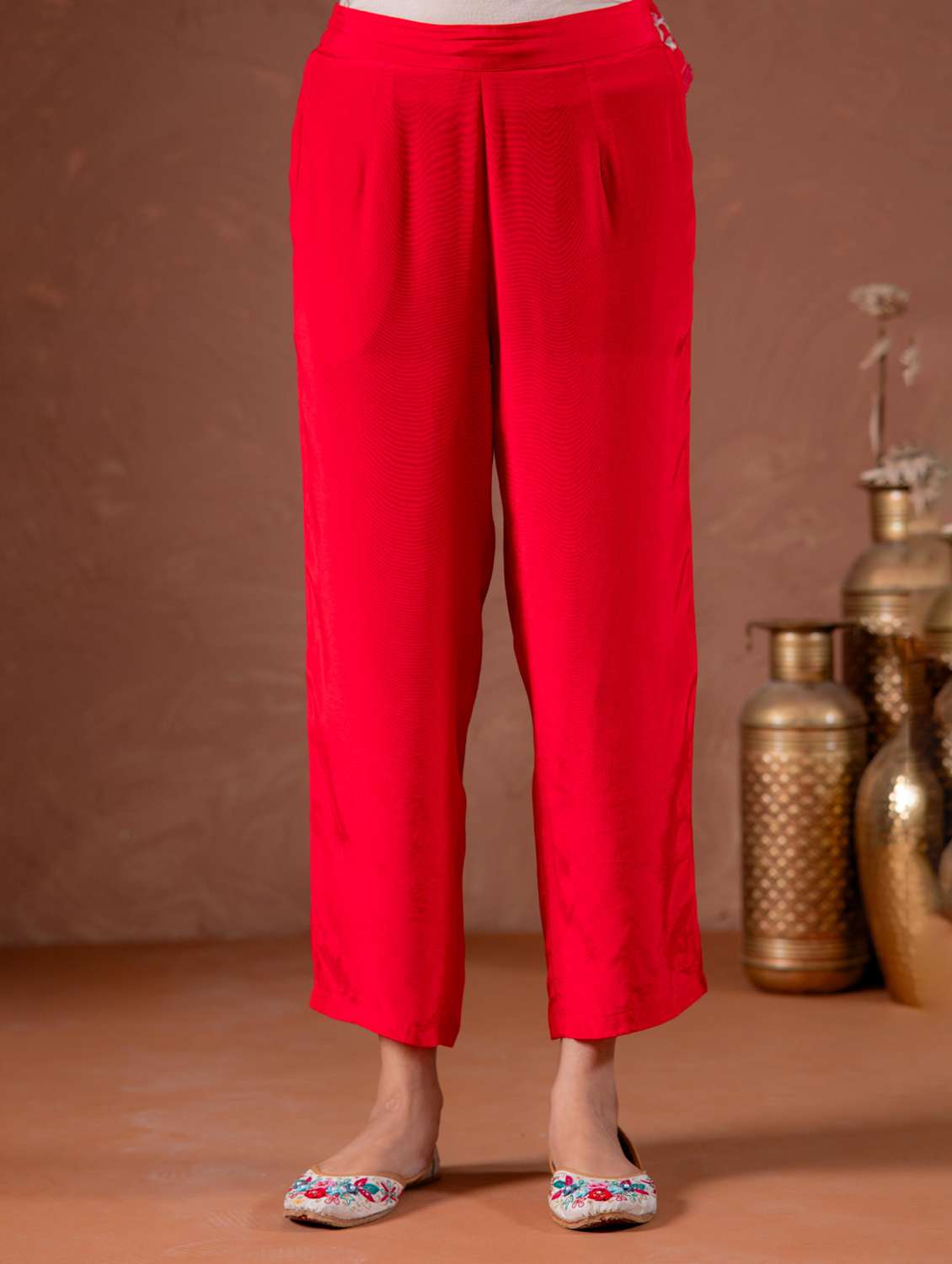 women solid with work three quarter sleeve kurta pant with dupatta set - 22183405 -  Standard Image - 4