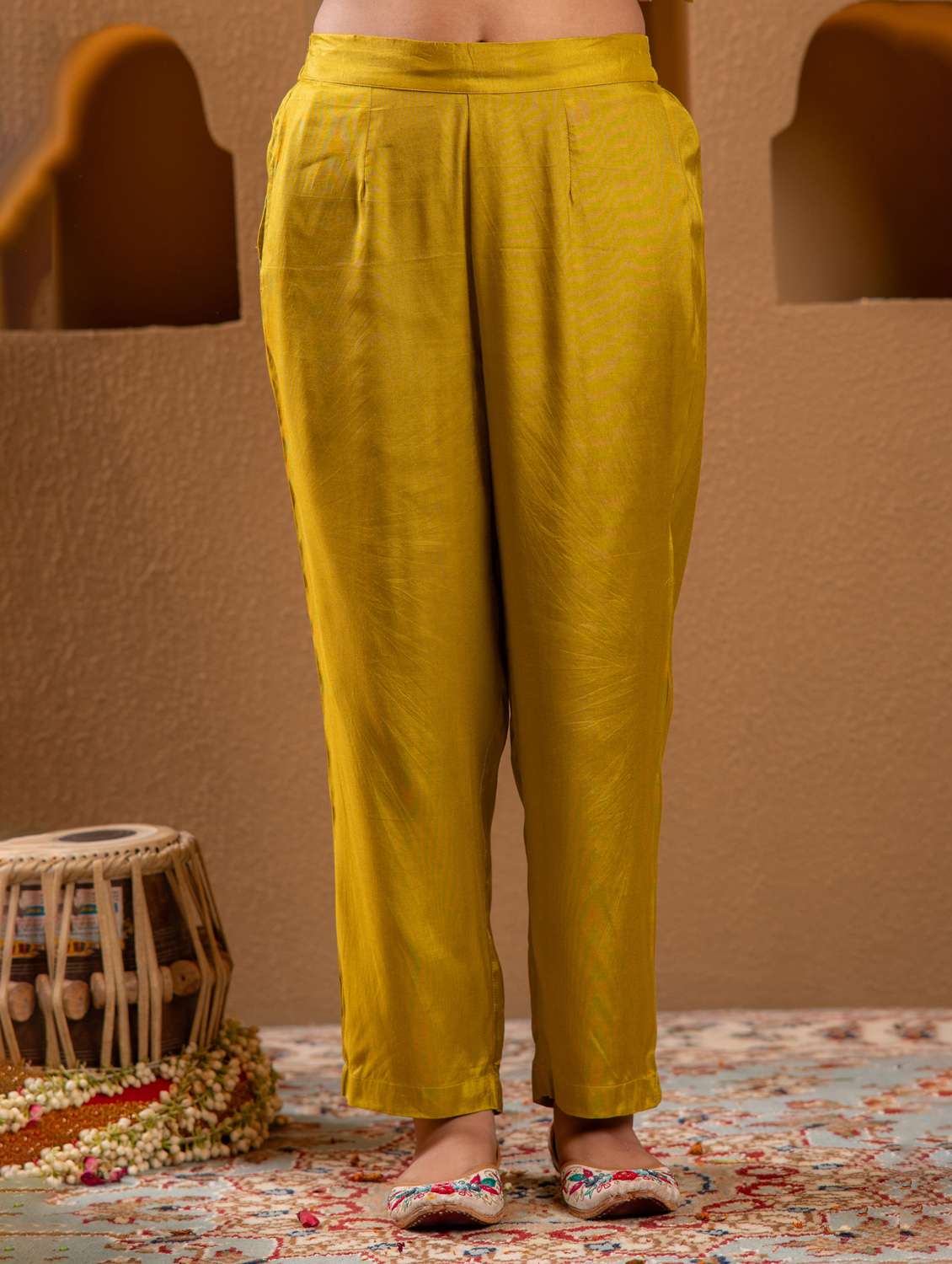 women solid with work three quarter sleeve kurta pant with dupatta set - 22183410 -  Standard Image - 4